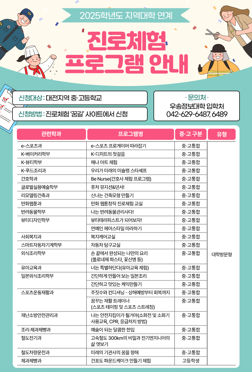 2025학년도 지역대학 연계 진로체험 프로그램 안내